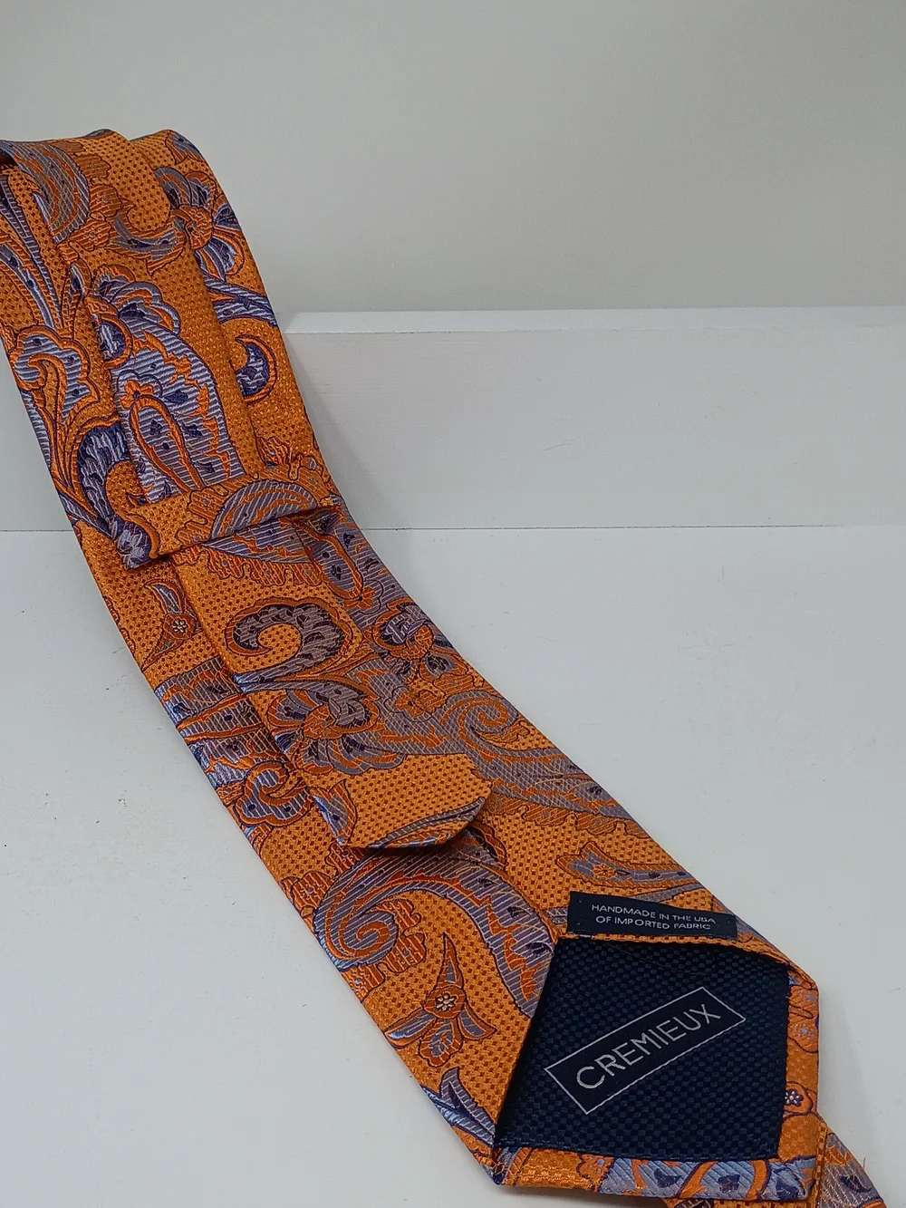Cremieux Orange Paisley Men's Tie - Classic Silk Look
